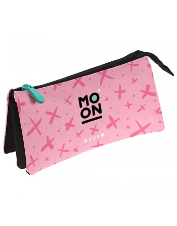 GRAFOPLAS PORTATODO 3 COMPARTIMENTO CON 1 CREMALLERA 23,5 x 12 x 14 CM SERIE MOON ROSA  - 37546353