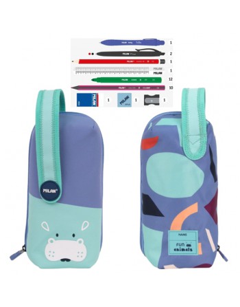 MILAN ESTUCHE DE 4 COMPARTIMENTO CON 1 CREMALLERA Y ASA EQUIPADO 22,5 x 11,5 x 11 CM SERIE FUN ANUMALS - 08872FAB