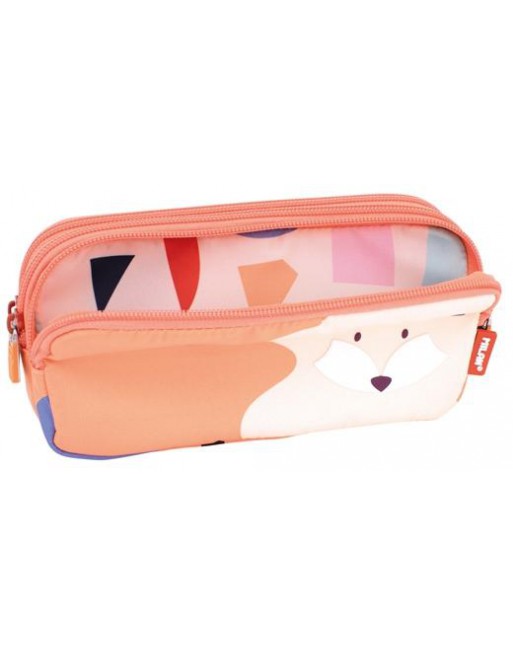 MILAN PORTATODO 3 CREMALLERAS SERIE ESPECIAL FUN ANIMALS NARANJA 081135FARN
