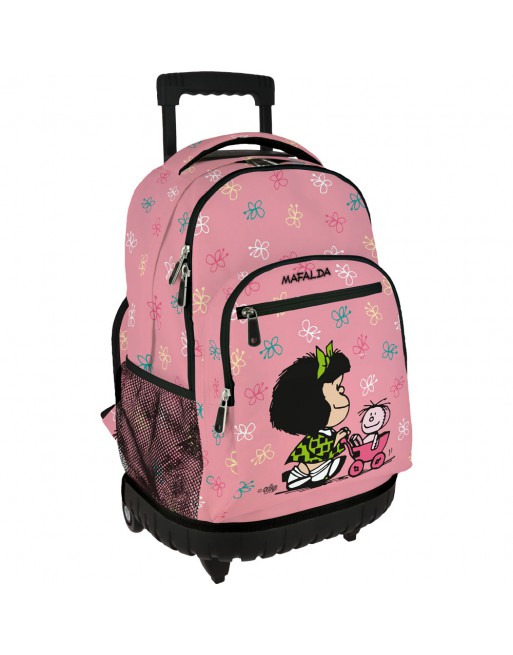 GRAFOPLAS MOCHILA ROLLER MAFALDA CART GRANDE 3 COMPARTIMENTOS ACOLCHADO PARA PORTATIL BASE CON GOMA 33x46x22,5 CM 37502637