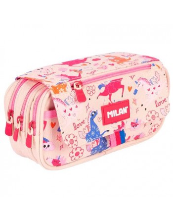 MILAN PORTATODO 4 CREMALLERAS CON SOLAPA SERIE ESPECIAL FLOWICORN 08149FLC