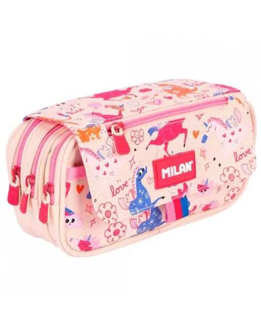 MILAN PORTATODO 4 CREMALLERAS CON SOLAPA SERIE ESPECIAL FLOWICORN 08149FLC