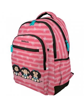 GRAFOPLAS MOCHILA RUBBER MAFALDA SABIDURIA GRANDE 3 COMPARTIMENTOS ACOLCHADO PARA PORTATIL BASE CON GOMA 33x46x22,5 CM - 3750070