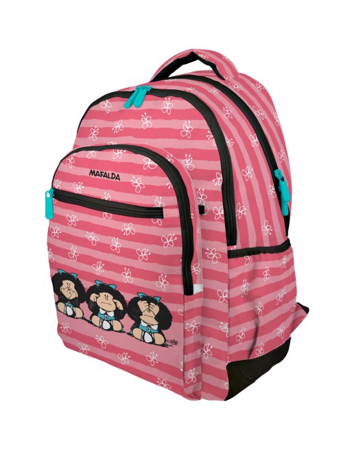 GRAFOPLAS MOCHILA RUBBER MAFALDA SABIDURIA GRANDE 3 COMPARTIMENTOS ACOLCHADO PARA PORTATIL BASE CON GOMA 33x46x22,5 CM - 3750070