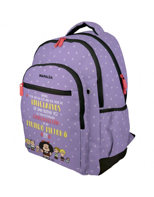 GRAFOPLAS MOCHILA RUBBER MAFALDA ESPERANZA GRANDE 3 COMPARTIMENTOS ACOLCHADO PARA PORTATIL BASE CON GOMA 33x46x22,5 CM - 3750070