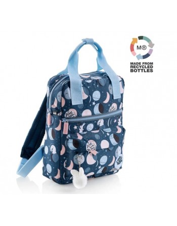 MIQUEL RIUS MOCHILA INFANTIL CUADRADA RECICLADA SPACE BUNNY 3 ESPACIOS CON ASAS Y CORREAS MR16413