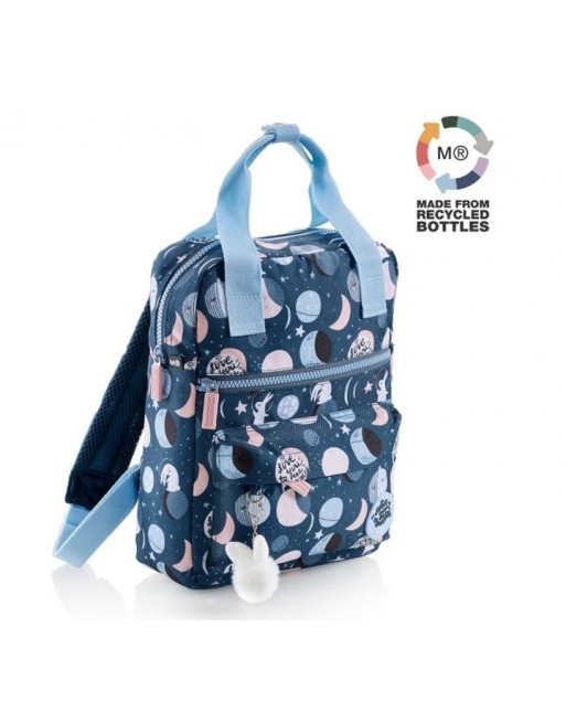 MIQUEL RIUS MOCHILA INFANTIL CUADRADA RECICLADA SPACE BUNNY 3 ESPACIOS CON ASAS Y CORREAS MR16413