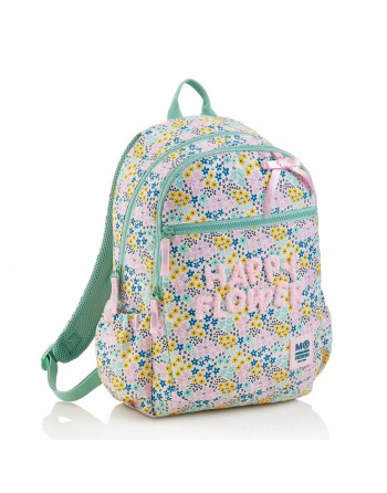 MIQUEL RIUS MOCHILA TRIPLE LISBOA RECICLADA HAPPY FLOWER DOBLE ESPACIO AMPLIO BOLSILLO FRONTAL 37X27X18 CM MR19477