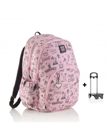 MIQUEL RIUS MOCHILA TRIPLE OSLO RECICLADA NOT BORING ROSA CON CARRO 280 X 165 X 410 MM 27 LITROS - MR19791