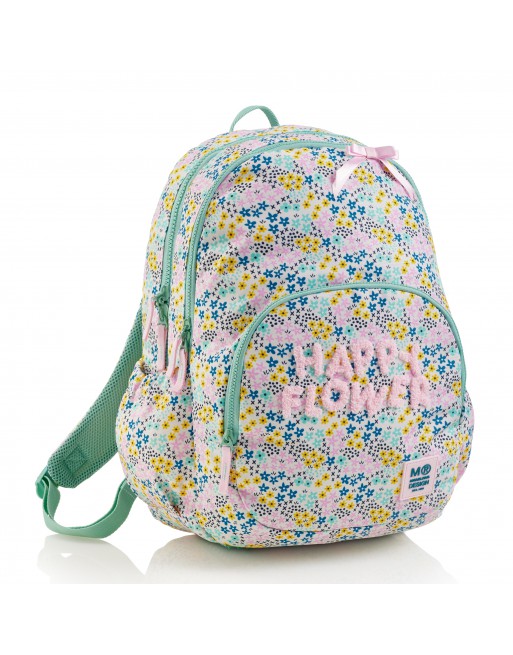 MIQUEL RIUS MOCHILA TRIPLE OSLO RECICLADA HAPPY FLOWERS DOBLE ESPACIO AMPLIO Y BOLSILLO FRONTAL 37X27X18 CM MR19479