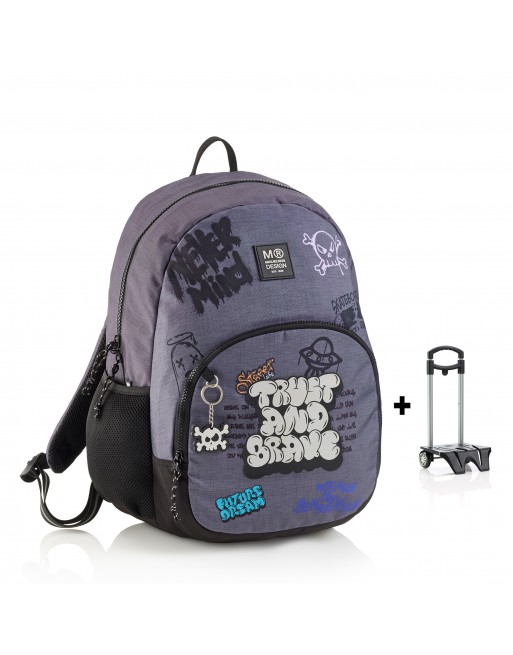 MIQUEL RIUS MOCHILA DOBLE ROMA GRAFFITTI CON CARRO ESPACIO CENTRAL AMPLIO Y BOLSILLO FRONTAL 40X28X16 CM MR19512