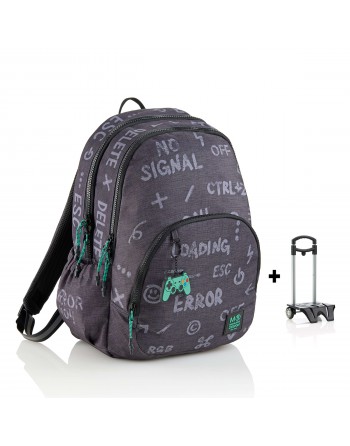 MIQUEL RIUS MOCHILA TRIPLE OSLO RECICLADA GAME OVER CON CARRO 280 x 165 x 410 MM 27 LITROS - MR19808