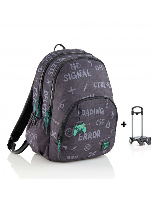 MIQUEL RIUS MOCHILA TRIPLE OSLO RECICLADA GAME OVER CON CARRO 280 x 165 x 410 MM 27 LITROS - MR19808