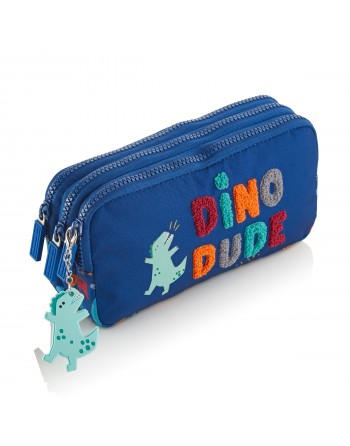 MIQUEL RIUS ESTUCHE PORTATODO TRIPLE RECTANGULAR FUN DINO FANTASIA MATERIALES RECICLADOS 210X70X110 MM MR19424