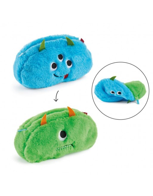 MIQUEL RIUS ESTUCHE PORTATODO MONSTER AZUL VERDE FANTASIA PELUCHE REVERSIBLE 12X23 CM MR16425