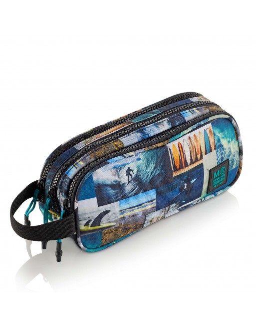 MIQUEL RIUS ESTUCHE PORTATODO TRIPLE ANCHO CON ASA RECICLADO SURFING 3 CREMALLERA 23X11X10 - MR19516