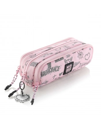 MIQUEL RIUS ESTUCHE PORTATODO TRIPLE RECTANGULAR NOT BORING ROSA 3 CREMALLERAS 210 X 105 X 60 MM - MR19803