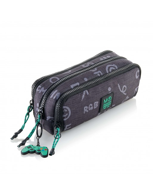 MIQUEL RIUS ESTUCHE PORTATODO TRIPLE RECTANGULAR GAME OVER 3 CREMALLERAS 50 X 210 X 80 MM - MR19861