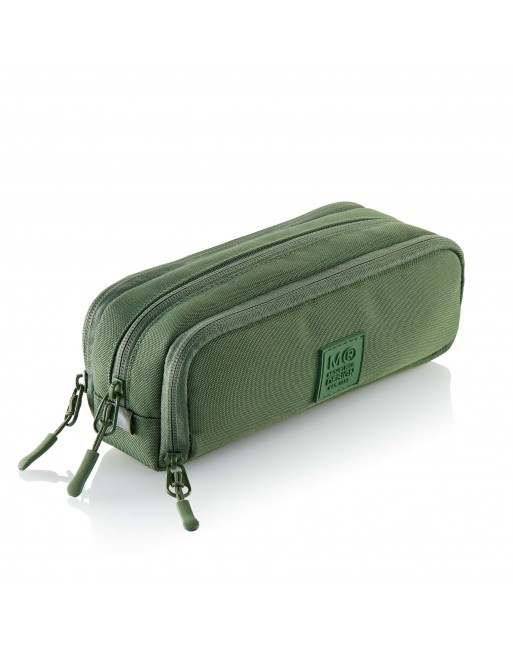 MIQUEL RIUS ESTUCHE PORTATODO TRIPLE RECTANGULAR RAW VERDE 3 CREMALLERAS 50 X 210 X 80 MM - MR19874