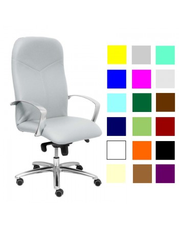 PIQUERAS Y CRESPO SILLA DIRECCION CAUDETE CON BRAZO Y BASE CROMADA SIMILPIEL GRIS CLARO 115DBSP40
