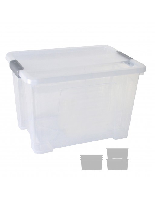 ARCHIVO 2000 CAJA DE ALMACENAJE 100% RECICLABLE TAPA CON SISTEMA DE CIERRE CLICK 10LITROS 28X40X13CM TRANPARENTE 20 LITROS 28X40