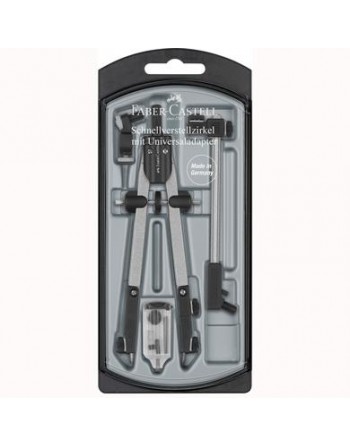 FABER CASTELL COMPÁS DE AJUSTE RÁPIDO ADAPTADOR UNIVERSAL ALARGADERA Y ACCESORIOS 174045