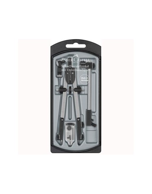 FABER CASTELL COMPÁS DE AJUSTE RÁPIDO ADAPTADOR UNIVERSAL ALARGADERA Y ACCESORIOS 174045