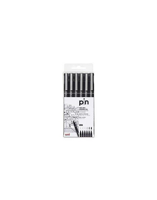 UNIBALL MARCADOR PERMANENTE PIN-200(S)/6P CALIBRADO SURTIDO NEGRO ESTUCHE 6 UD 234609000
