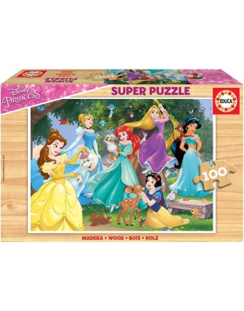 EDUCA PUZZLE DE 100 PIEZAS FABRICADO CON MADERA ECOLÓGICA A PARTIR DE 3 AÑOS PRINCESAS DISNEY 17628