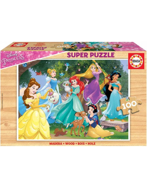 EDUCA PUZZLE DE 100 PIEZAS FABRICADO CON MADERA ECOLÓGICA A PARTIR DE 3 AÑOS PRINCESAS DISNEY 17628