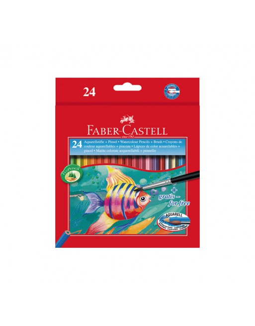 FABER CASTELL 24 LAPICES COLOR ACUARELABLE+PINCEL HT - 114425