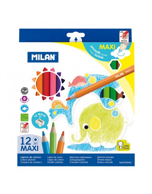 MILAN ESTUCHE DE 12 LAPICES DE COLORES HEXAGONALES MAXI SURTIDOS - 0722412