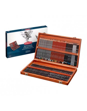 DERWENT CAJA MADERA 72 LAPICES SURTIDOS PARA BOCETOS Y COLOR SKETCHING 2301902