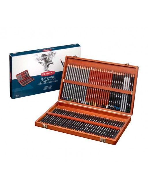 DERWENT CAJA MADERA 72 LAPICES SURTIDOS PARA BOCETOS Y COLOR SKETCHING 2301902