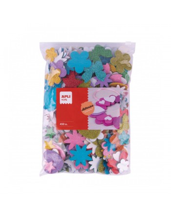 APLI FORMAS DE GOMA EVA ADHESIVAS CON PURPURINA - MAXI FORMATO, 450 U. - 18751