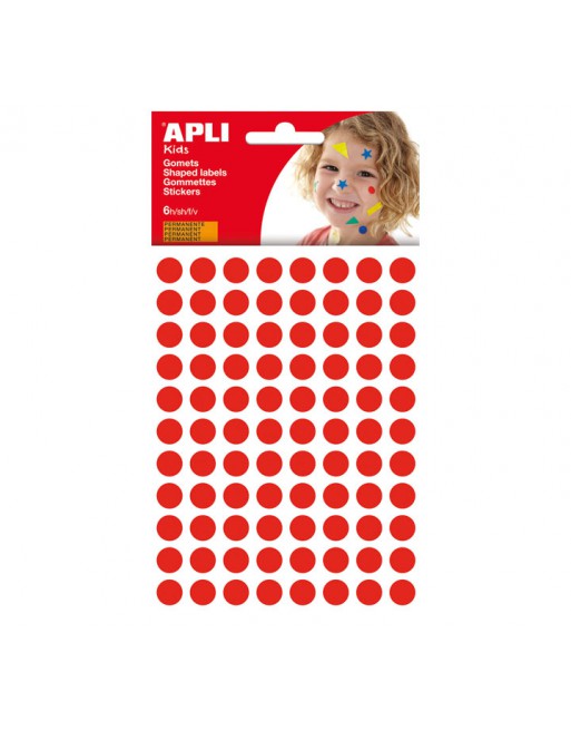 APLI KIDS BOLSA 6H GOMETS REDOND.10.5MM ROJO - 13229