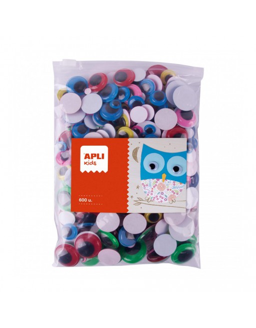 APLI OJOS MÓVILES ADHESIVOS SURTIDOS FORMATO MAXI 600 U. - 18155