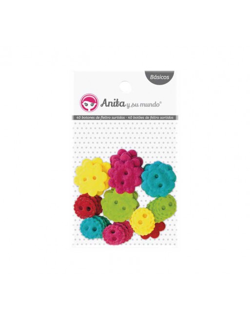 GRAFOPLAS BLISTER 40 BOTONES FIELTRO ANITA COL+MED SURTIDO - 00040699