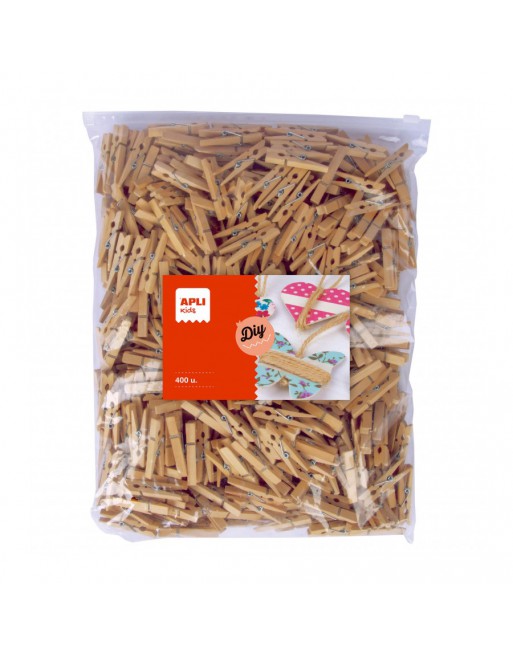 APLI PINZAS MADERA NATURAL FORMATO MAXI 400 U. - 18154