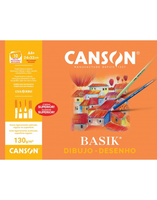 CANSON MINIPACK 10H BASIK 130G A4+ 24X32 - 200406346