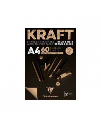 CLAIREFONTAINE BLOC DIBUJO 60H A4 90GR AJA KRAFT+NEG - 975818C