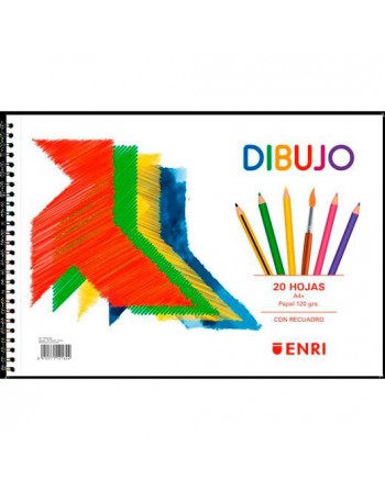 ENRI BLOC DE DIBUJO ESPIRAL PAJARITA 20H A4PLUS 120GR LISO CON RECUADRO MICROPERFORADO BLANCO 100302789