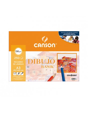CANSON PACK 250H BASIK 130G A3 RETRA LISO - 400073038
