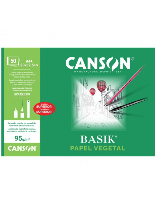 CANSON BLOC 50H PAPEL VEGETAL A4+ 90GR - C200400714