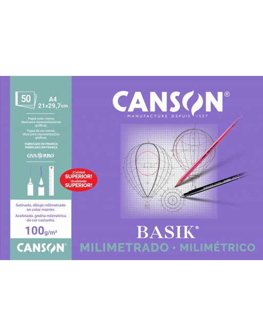 CANSON BLOC 50H A4 MILIMETRADO 100G SEPIA - C200402861