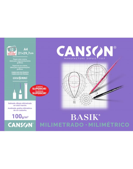 CANSON MINIPACK 12H MILIMETRADO A4 100G - C200406323