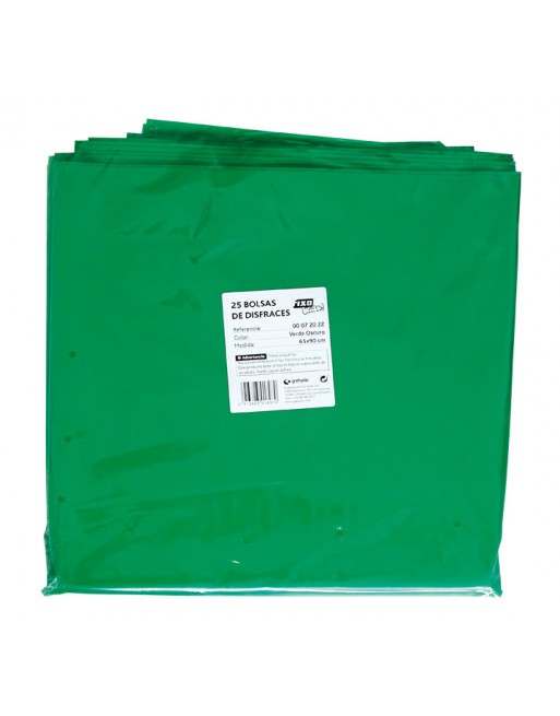 FIXO PACK 25 BOLSA DISFRAZ 65X90 VERDE OSCURO - 00072022