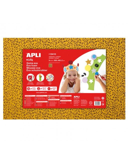 APLI BOLSA 3 HOJAS GOMA EVA IMPRESA LEOPARDO 40X60CM - 13410