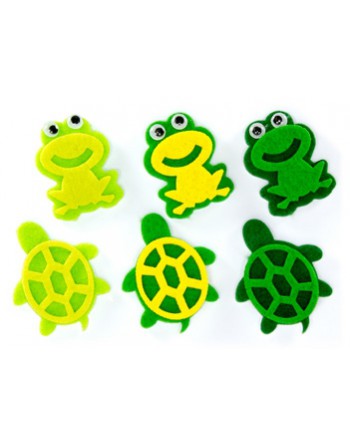 FIXO SET 12 FIGURAS FIELTRO ADHESIVA 3D RANAS+TORTUGAS - 68048602