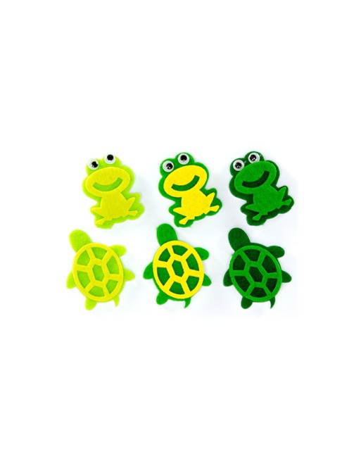 FIXO SET 12 FIGURAS FIELTRO ADHESIVA 3D RANAS+TORTUGAS - 68048602